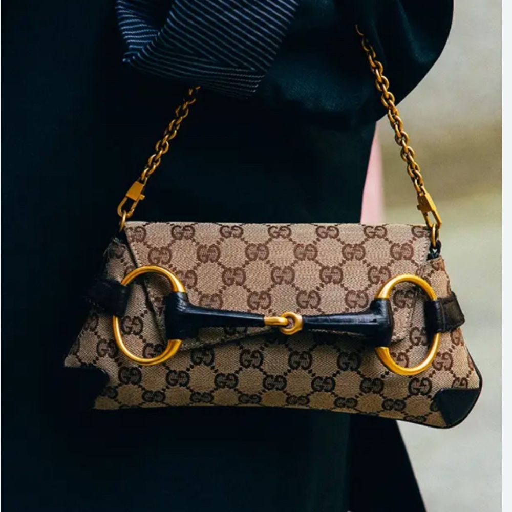 Gucci Vintage Tom Ford Era Brown and Gold Women's Bag